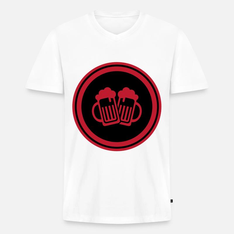 Bierglas Symbol - Männer Premium Bio T-Shirt mit V-Ausschnitt - Weiß
