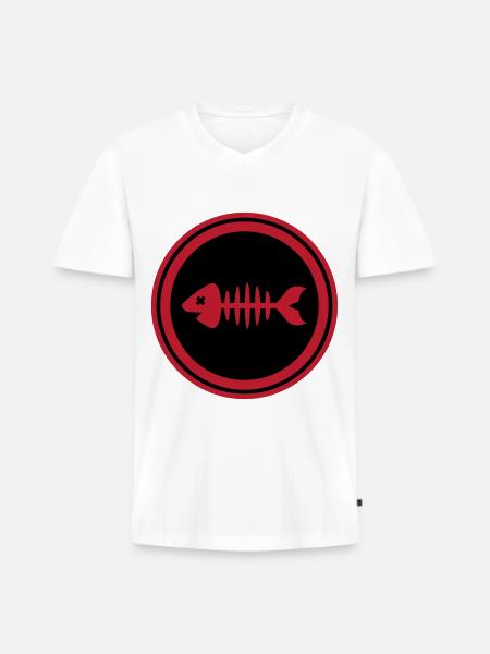 Fish Symbol Bone Bones - Men's Premium Organic T-shirt with V-neck - white