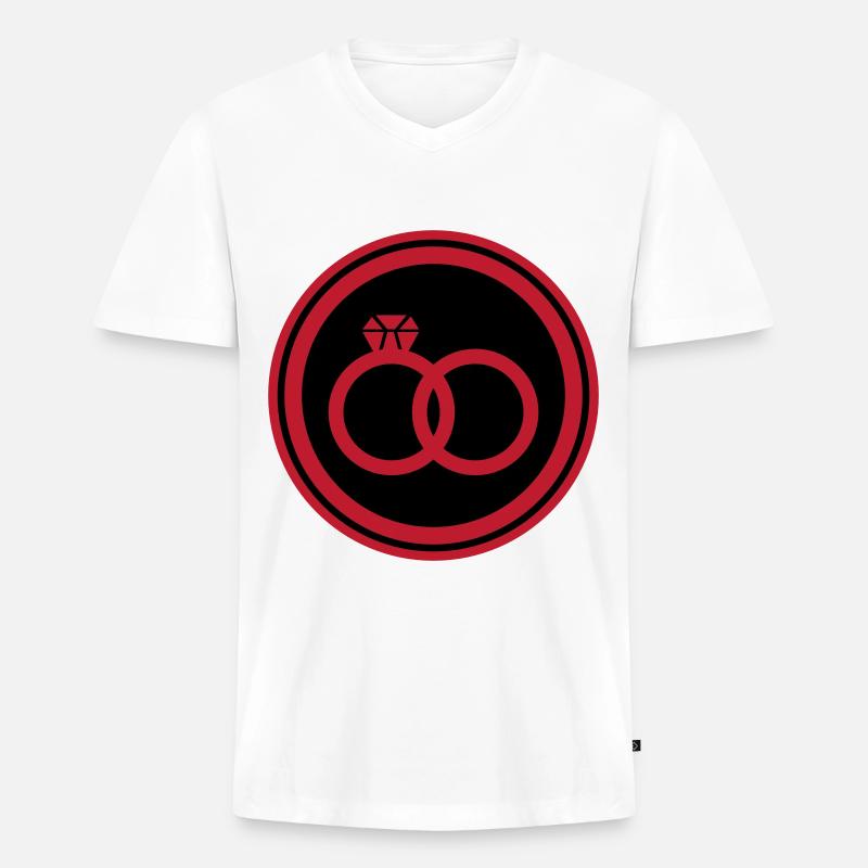 Eheringe Ring Hochzeit - Männer Premium Bio T-Shirt mit V-Ausschnitt - Weiß