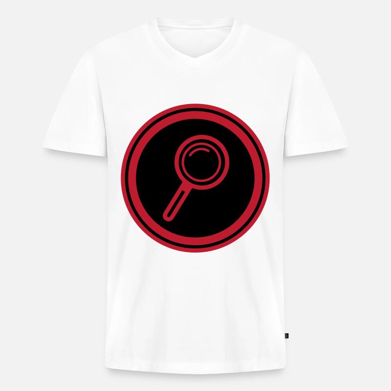 Lupe Symbol - Männer Premium Bio T-Shirt mit V-Ausschnitt - Weiß