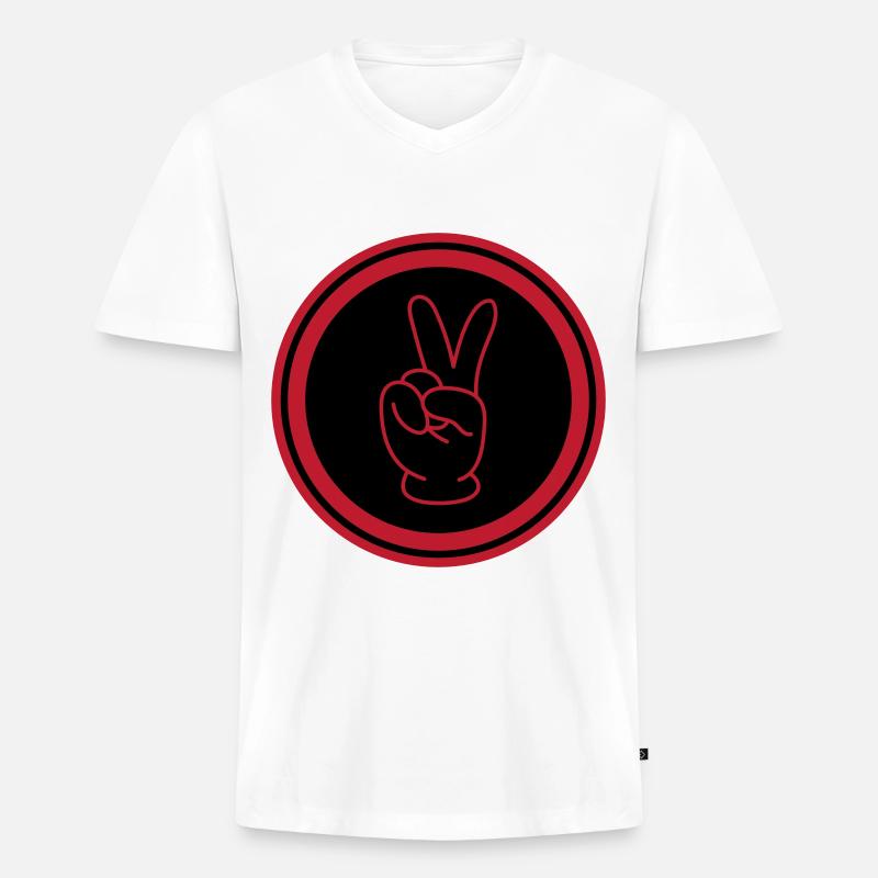 Peace Hand Comic - Männer Premium Bio T-Shirt mit V-Ausschnitt - Weiß