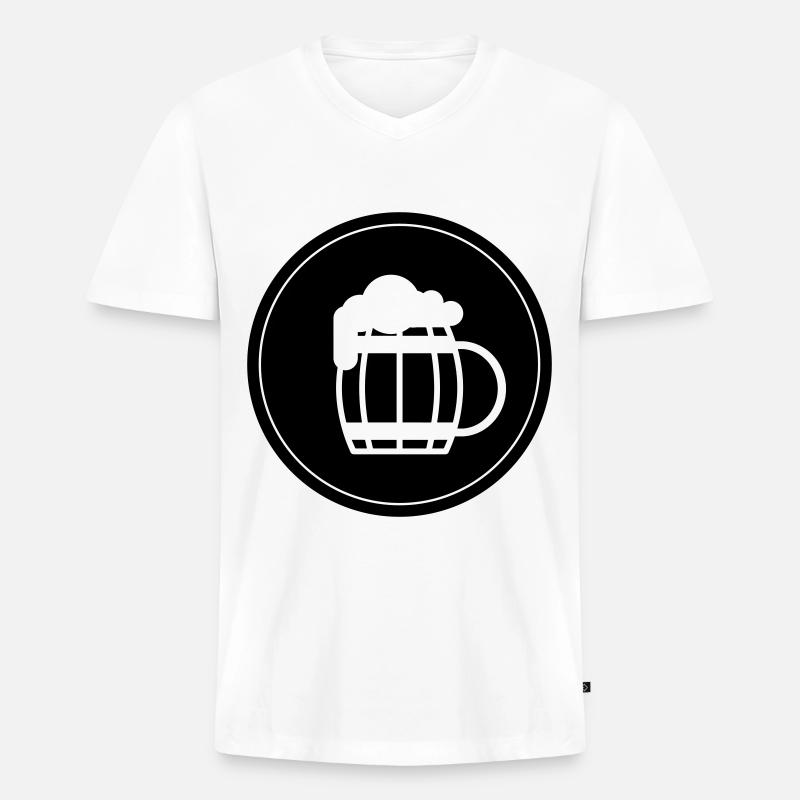 Bierglas Bier Symbol - Männer Premium Bio T-Shirt mit V-Ausschnitt - Weiß