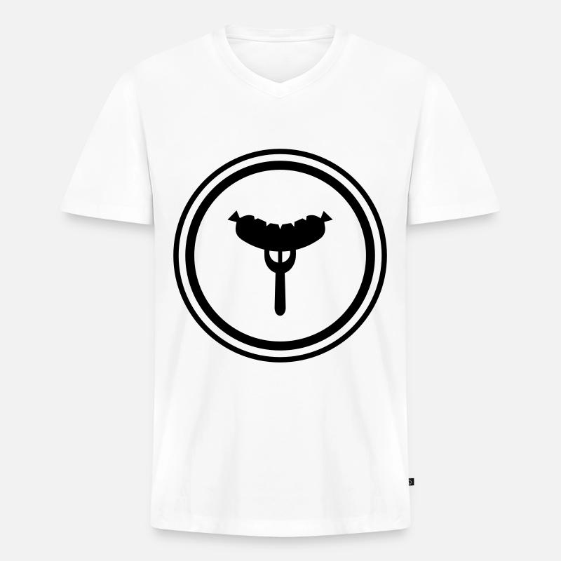 Wurst Gabel - Männer Premium Bio T-Shirt mit V-Ausschnitt - Weiß