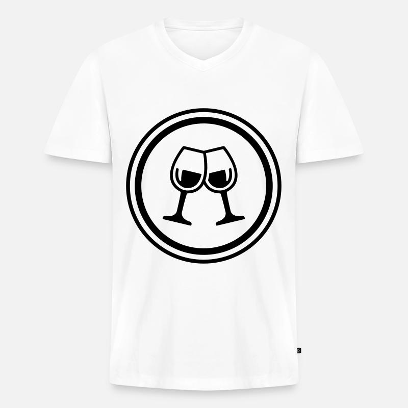 Wein Gläser - Männer Premium Bio T-Shirt mit V-Ausschnitt - Weiß