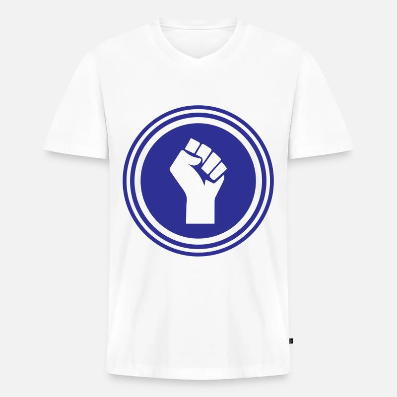 Hand Faust - Männer Premium Bio T-Shirt mit V-Ausschnitt - Weiß