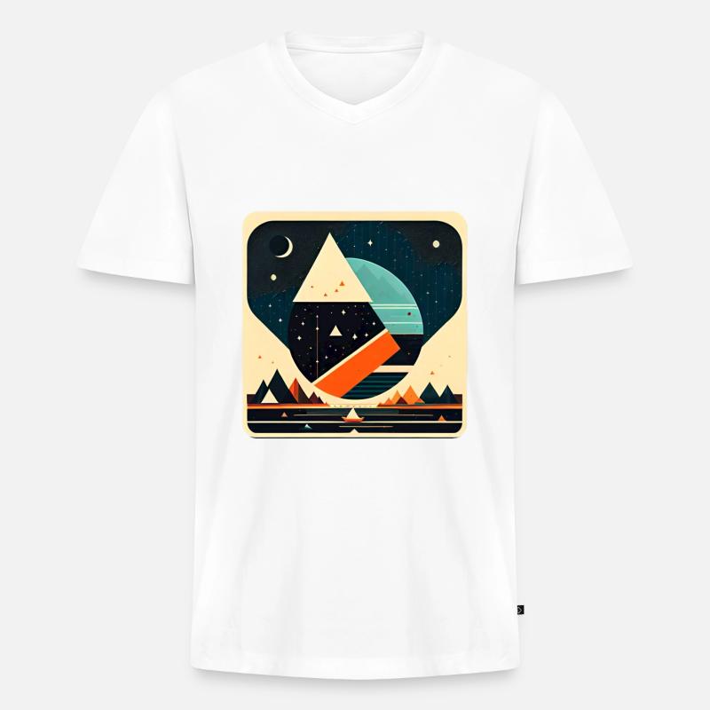 Space City 02 - Männer Premium Bio T-Shirt mit V-Ausschnitt - Weiß