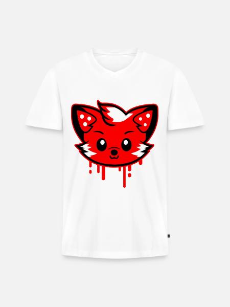 Fox Head Comic Cute - Men's Premium Organic T-shirt with V-neck - white