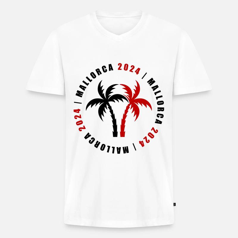 Mallorca 2024 Urlaub - Männer Premium Bio T-Shirt mit V-Ausschnitt - Weiß