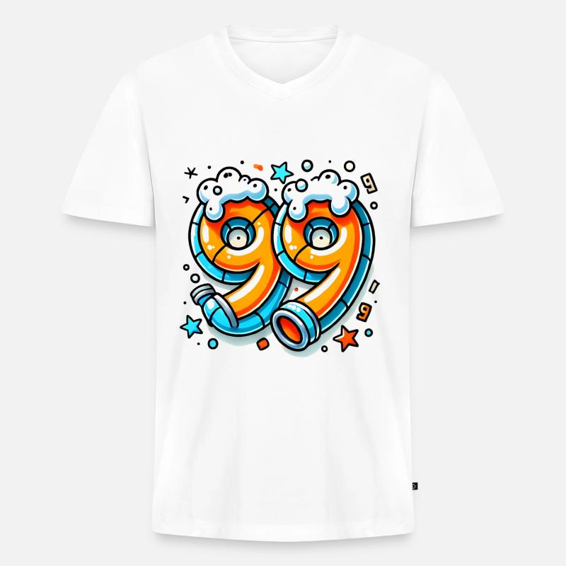 99 Probleme Graffiti Bier Design - Männer Premium Bio T-Shirt mit V-Ausschnitt - Weiß