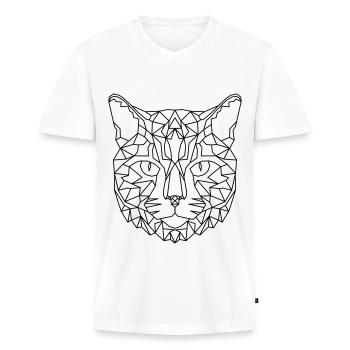Katze Geometric - Männer Premium Bio T-Shirt mit V-Ausschnitt - Weiß - Vorne - Nico (187cm)