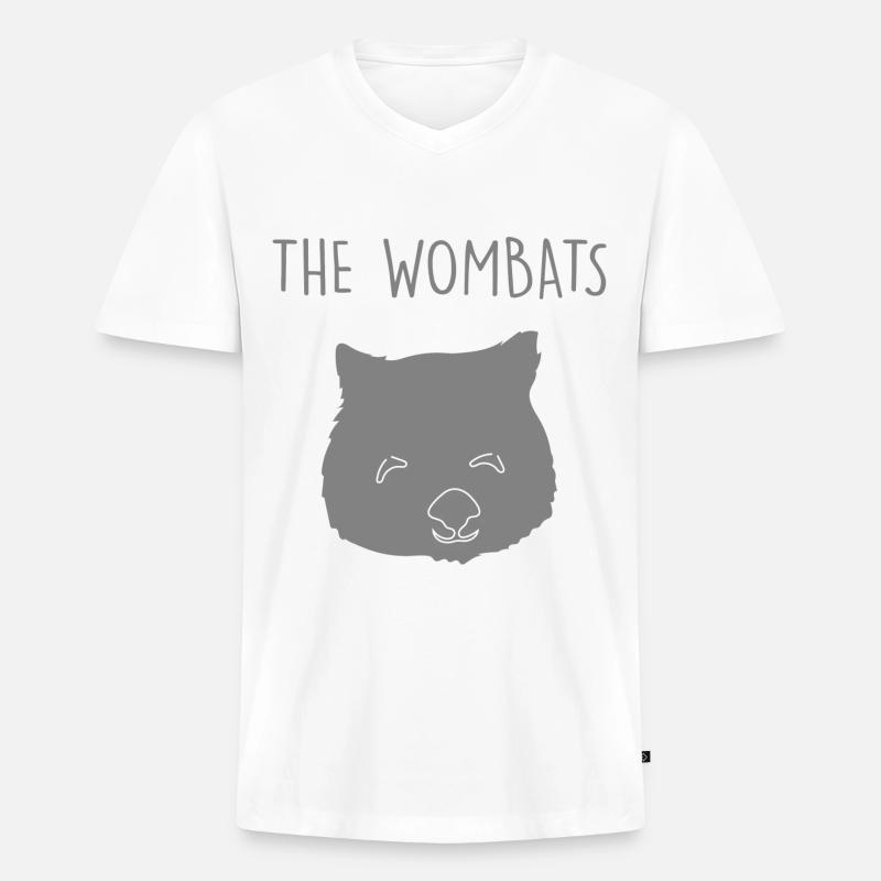 Der Wombat - Männer Premium Bio T-Shirt mit V-Ausschnitt - Weiß