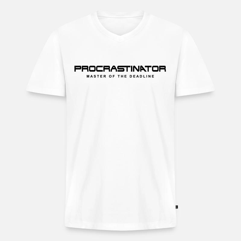Procrastinator Master of Deadlines - Männer Premium Bio T-Shirt mit V-Ausschnitt - Weiß