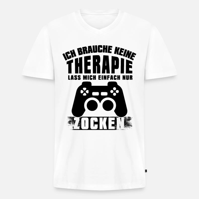 Zocken Pc Zocker Videospiele - Männer Premium Bio T-Shirt mit V-Ausschnitt - Weiß