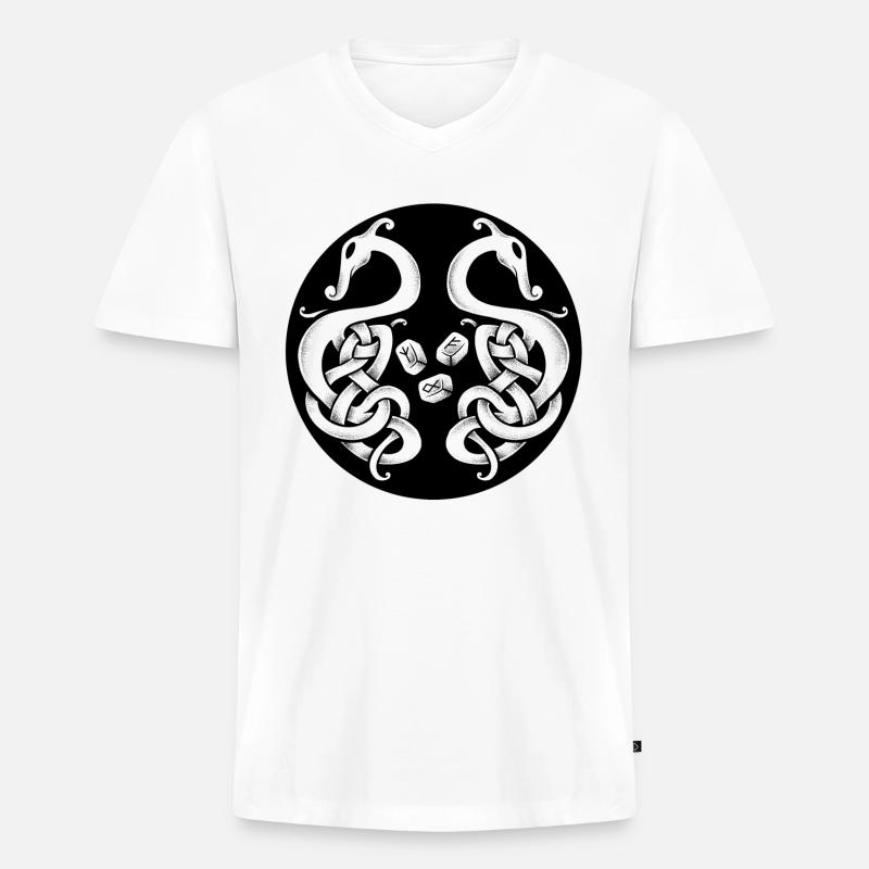 Symbol und Wikinger-Runen - Männer Premium Bio T-Shirt mit V-Ausschnitt - Weiß