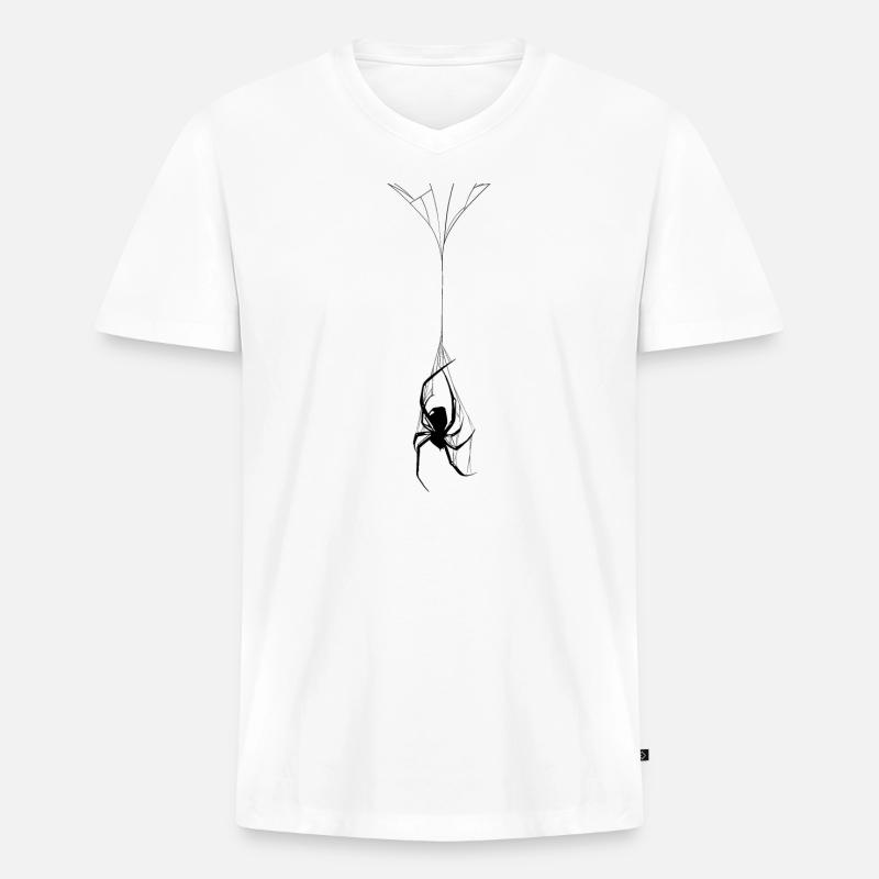 Lustige Geschenkspinne - Männer Premium Bio T-Shirt mit V-Ausschnitt - Weiß