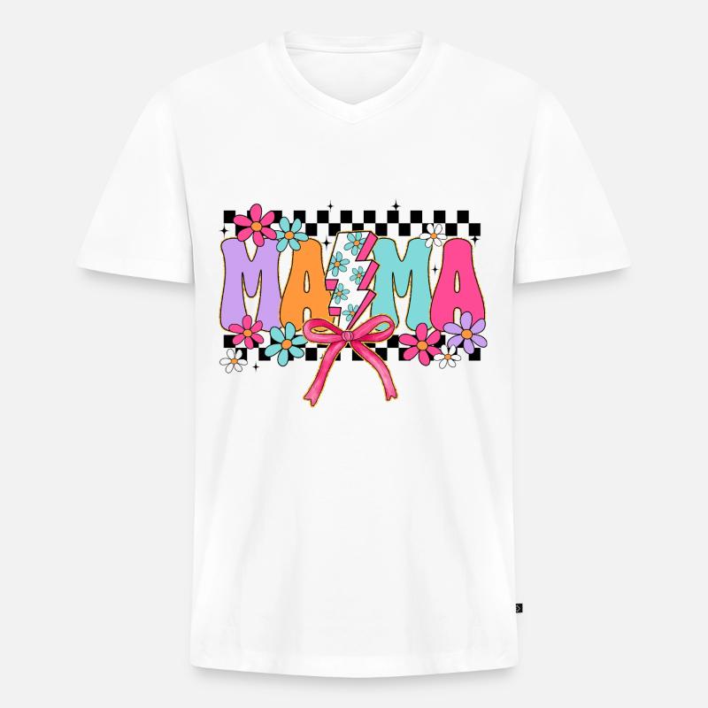 Mama - Männer Premium Bio T-Shirt mit V-Ausschnitt - Weiß