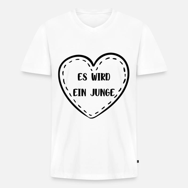 Es wird ein Junge! - Männer Premium Bio T-Shirt mit V-Ausschnitt - Weiß