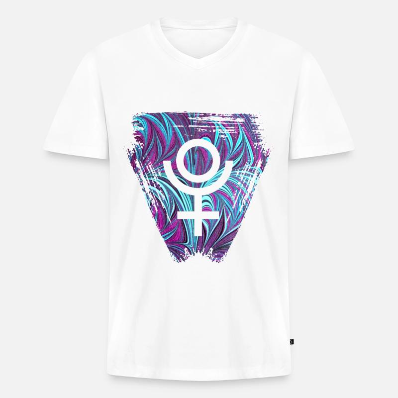 pluto e 74 - Männer Premium Bio T-Shirt mit V-Ausschnitt - Weiß