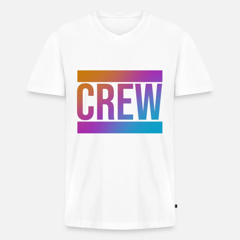 Crew - Männer Premium Bio T-Shirt mit V-Ausschnitt - Weiß