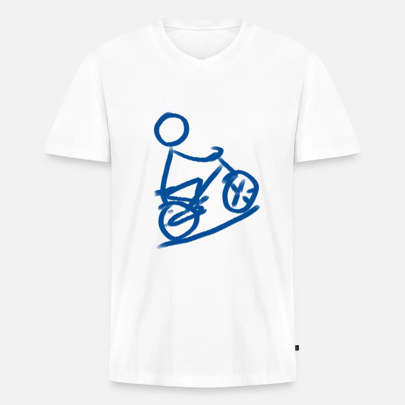 Fahrrad - Männer Premium Bio T-Shirt mit V-Ausschnitt - Weiß