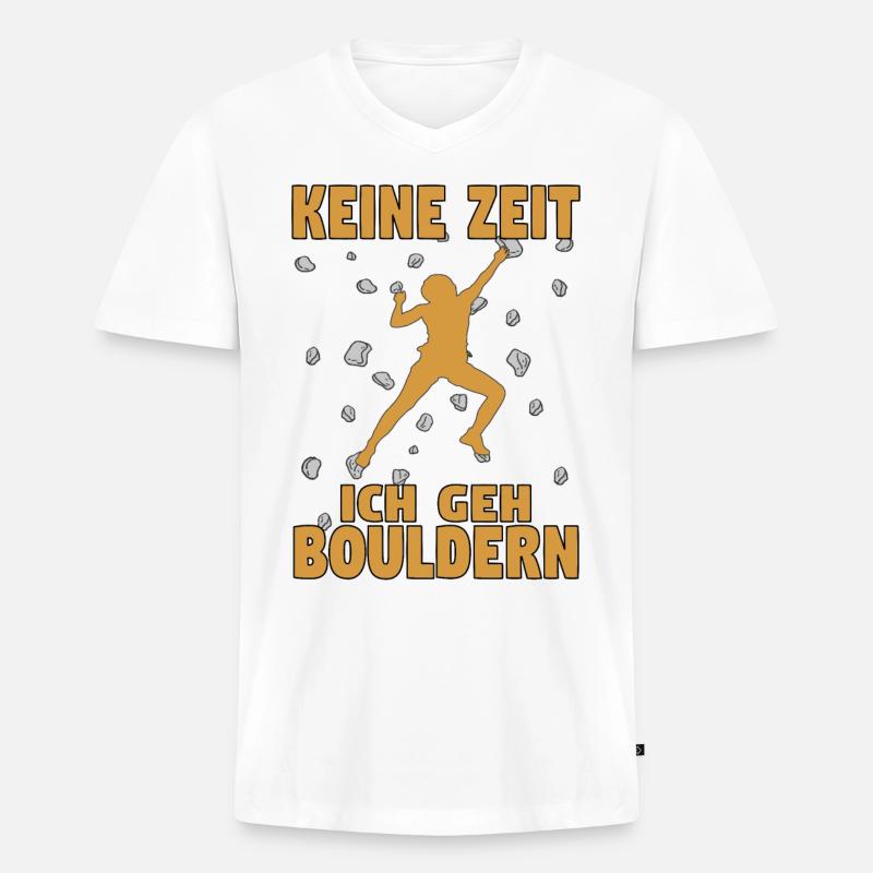 Boulder Bouldern Klettern Boulderer Bouldering - Männer Premium Bio T-Shirt mit V-Ausschnitt - Weiß
