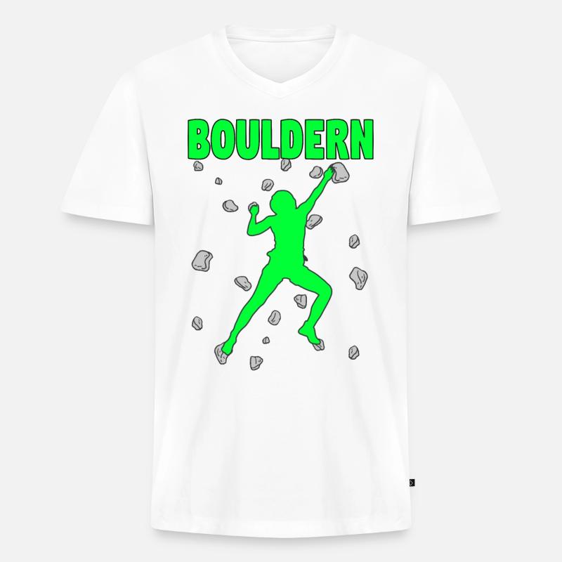 Bouldern Boulder Klettern Boulderer Bouldering - Männer Premium Bio T-Shirt mit V-Ausschnitt - Weiß