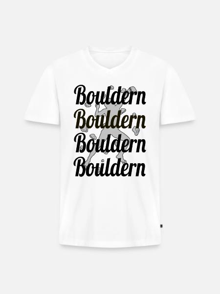 Bloc, bloc, escalade, bloc, bloc - T-shirt encolure en V Premium bio Homme - blanc