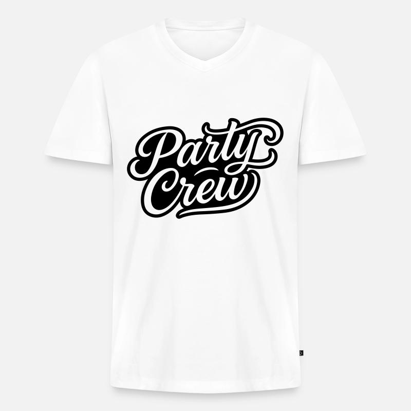 Party Crew - Männer Premium Bio T-Shirt mit V-Ausschnitt - Weiß