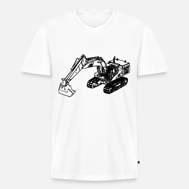 Bagger Kettenbagger Schaufelbagger schwarz - Männer Premium Bio T-Shirt mit V-Ausschnitt - Weiß