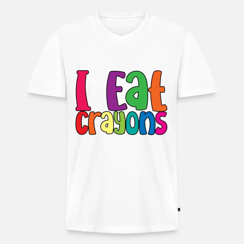 I Eat Crayons 3 - Männer Premium Bio T-Shirt mit V-Ausschnitt - Weiß