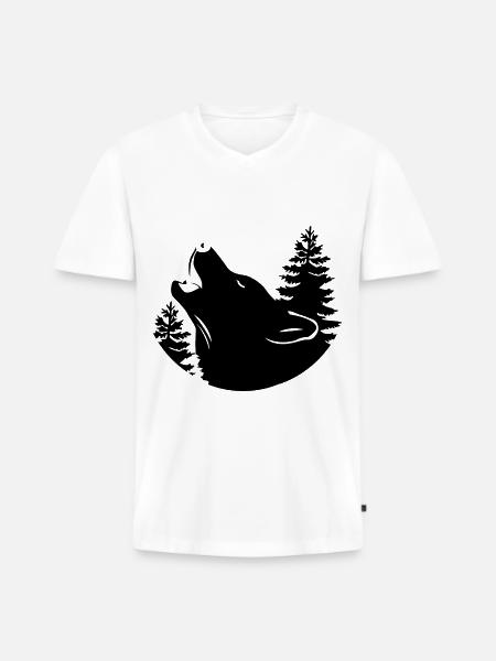 Wolf - Naturschutz - Tierschutz - Männer Premium Bio T-Shirt mit V-Ausschnitt - Weiß