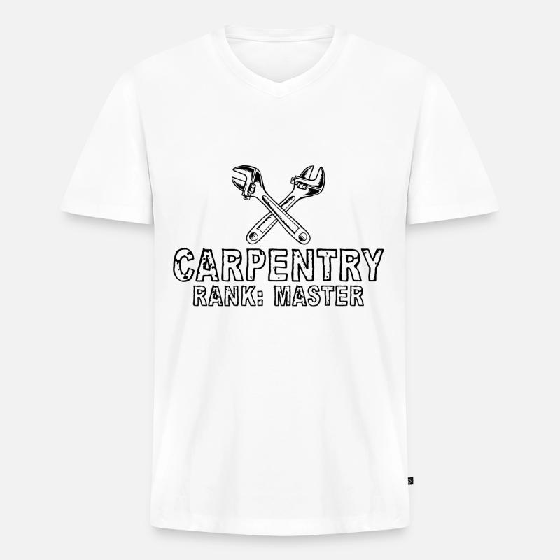 Carpentry Rank Master 4 - Männer Premium Bio T-Shirt mit V-Ausschnitt - Weiß