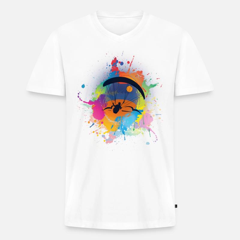 Gleitschirm Gleitschirm - Männer Premium Bio T-Shirt mit V-Ausschnitt - Weiß