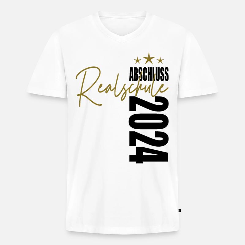 Abschluss 2024 Realschule - Männer Premium Bio T-Shirt mit V-Ausschnitt - Weiß