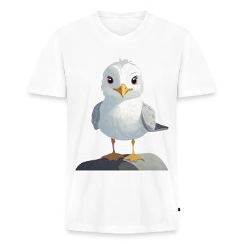 niedliche Möwe - Männer Premium Bio T-Shirt mit V-Ausschnitt - Weiß - Vorne - Nico (187cm)