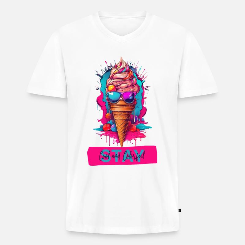 Radiant Delight - Helles Eis - Männer Premium Bio T-Shirt mit V-Ausschnitt - Weiß