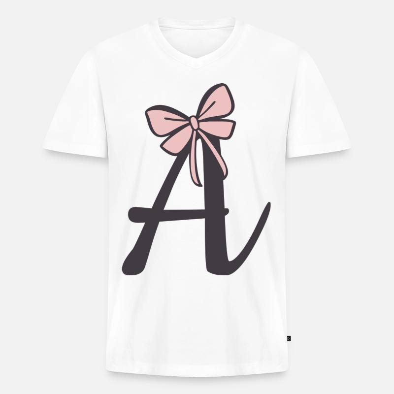 Anfangsbuchstabe A Schleifchen - Männer Premium Bio T-Shirt mit V-Ausschnitt - Weiß