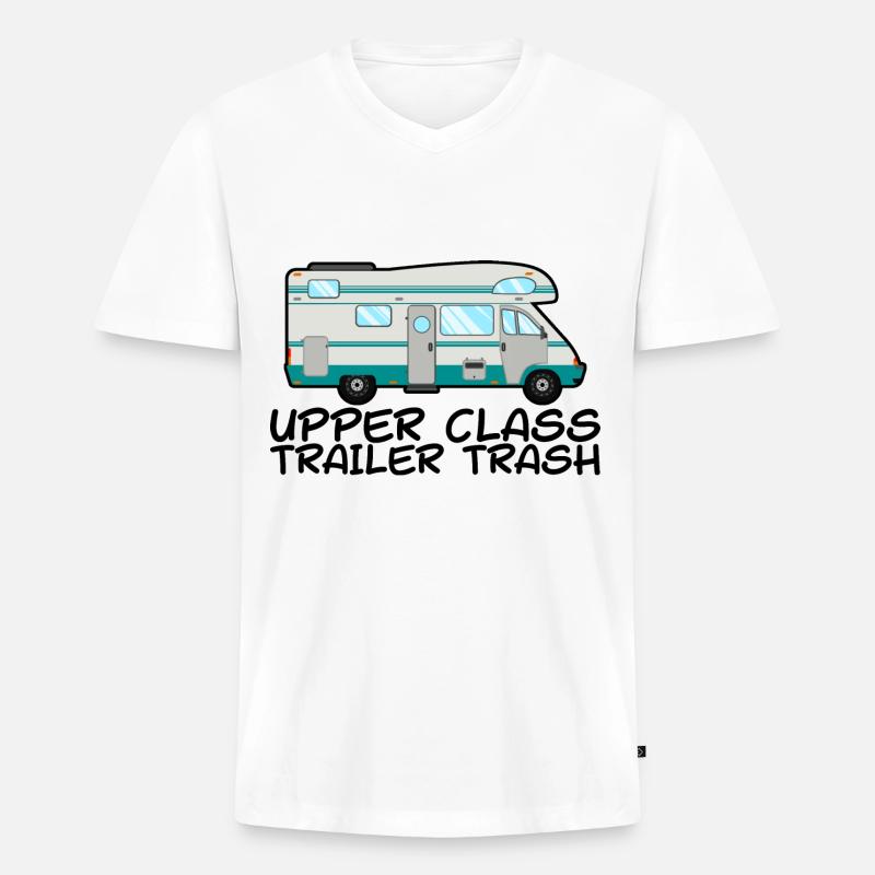 Upper Class Trailer Trash 2 - Männer Premium Bio T-Shirt mit V-Ausschnitt - Weiß