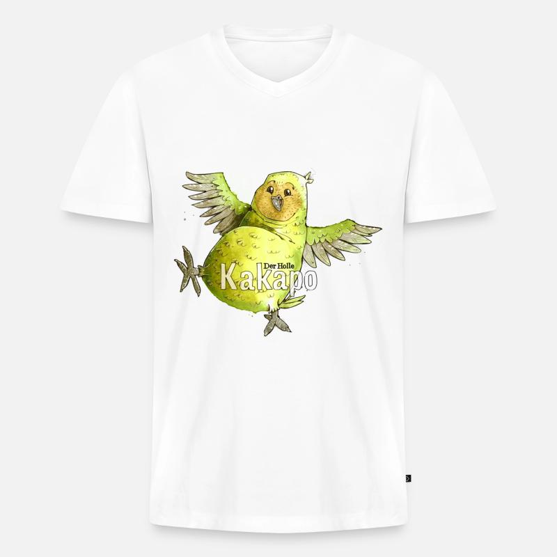 Kakapo Vogel - Männer Premium Bio T-Shirt mit V-Ausschnitt - Weiß