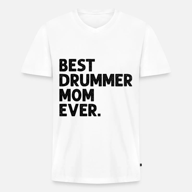 Beste Schlagzeuger-Mutter aller Zeiten Schlagzeug-Trommel-Mutter - Männer Premium Bio T-Shirt mit V-Ausschnitt - Weiß