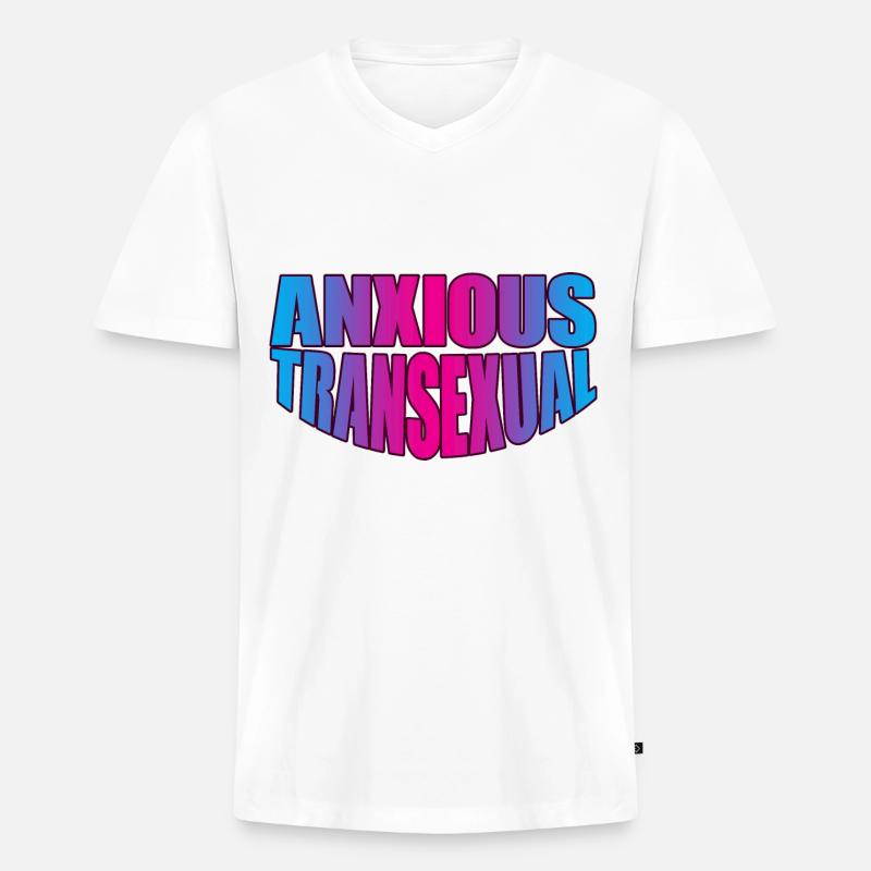 Anxious Transexual 3 - Männer Premium Bio T-Shirt mit V-Ausschnitt - Weiß