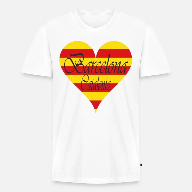 Barcelona Design - Männer Premium Bio T-Shirt mit V-Ausschnitt - Weiß