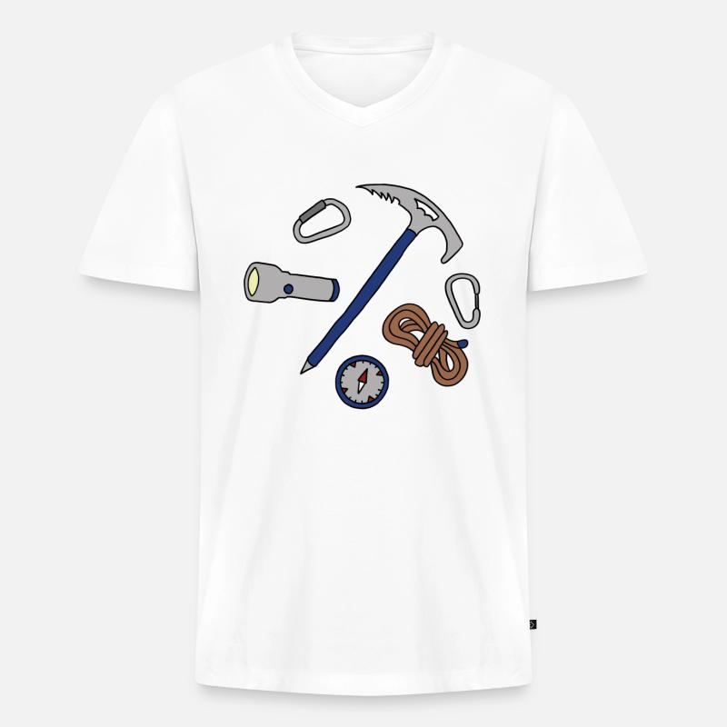 Berg klettern Kletterer Bergsteiger - Männer Premium Bio T-Shirt mit V-Ausschnitt - Weiß