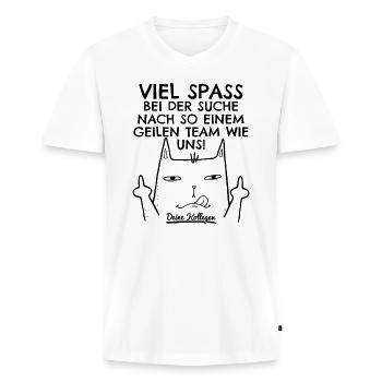 Jobwechsel Neuer Job Abschied Abschiedsgeschenk - Männer Premium Bio T-Shirt mit V-Ausschnitt - Weiß - Vorne - Nico (187cm)