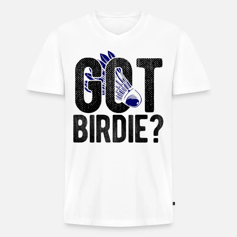 Badminton - Männer Premium Bio T-Shirt mit V-Ausschnitt - Weiß