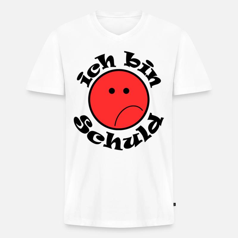 Ich bin Schuld - Männer Premium Bio T-Shirt mit V-Ausschnitt - Weiß