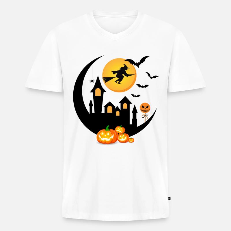Halloween-Atmosphäre - Männer Premium Bio T-Shirt mit V-Ausschnitt - Weiß