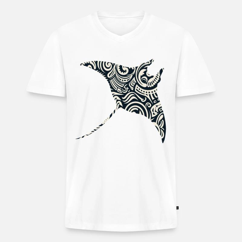 Mantarochen - Männer Premium Bio T-Shirt mit V-Ausschnitt - Weiß