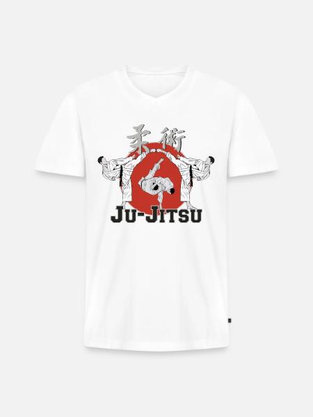 Ju Jutsu Ju Jitsu Kampfkunst - Männer Premium Bio T-Shirt mit V-Ausschnitt - Weiß