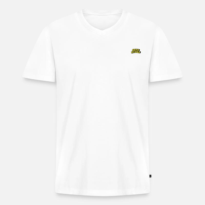 SEND NUDES - Männer Premium Bio T-Shirt mit V-Ausschnitt - Weiß